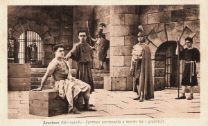 Postcard featuring a scene from Spartacus. https://www.flickr.com/photos/truusbobjantoo/6878893236/in/pool-cinemaitaliano. 