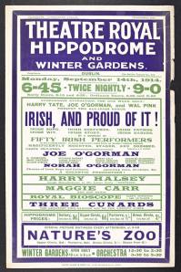 Ad for the Theatre Royal Hippodrome and Winter Gardens, Sep. 1914, featuring film matinees of Nature's Zoo. National Library of Ireland.