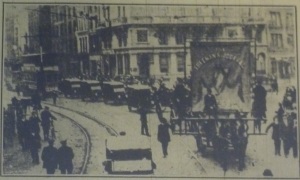 The Catholic nationalist press supported the Vigilance movement. This photo was captioned “The Freeman’s Journal and ‘Evening Telegraph’ Section of the Procession, including motor vans.” Evening Telegraph 6 Sep. 1915: 6. 