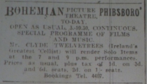 Dublin's Bohemian advertises new tax; Evening Telegraph 15 May 1916: 2.