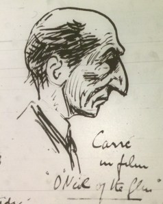 Joseph Holloway saw several films apart from The Birth of a Nation in September 1916, including a second viewing of the Film Company of Ireland’s O’Neil of the Glen, at which he sketched actor J. M. Carre. 