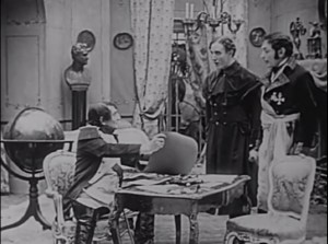 Framegrab from Ireland a Nation, in which Irish revolutionary Robert Emmet (Barry O’Brien) is astonished by the help Napoleon agrees to send for an uprising in Ireland. 