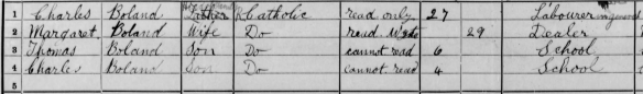 Census return Charles and Thomas Boland extract