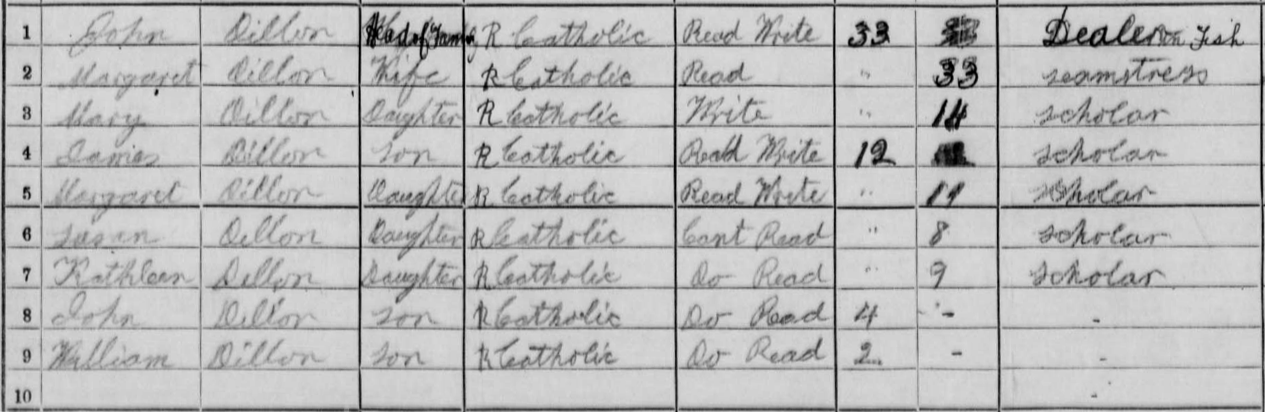 John Dillon Green Street Census 1911