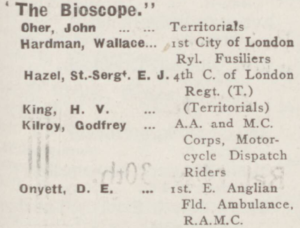 Godfrey Kilroy Roll of Honour Bio 22 Oct 1914
