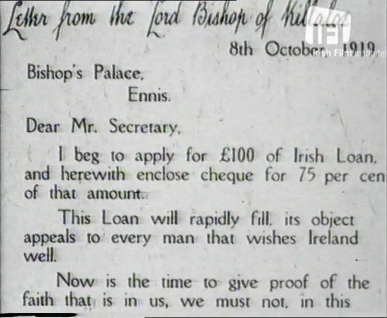 Dail Bonds Fogarty Letter 1