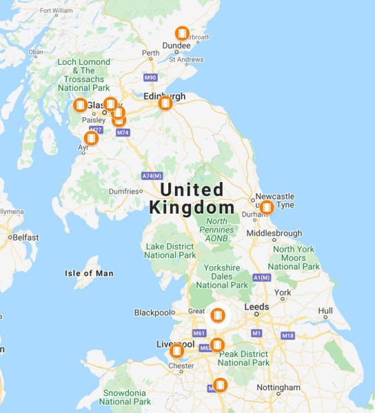Map of Willy Reilly exhibition in Britain in 1920
